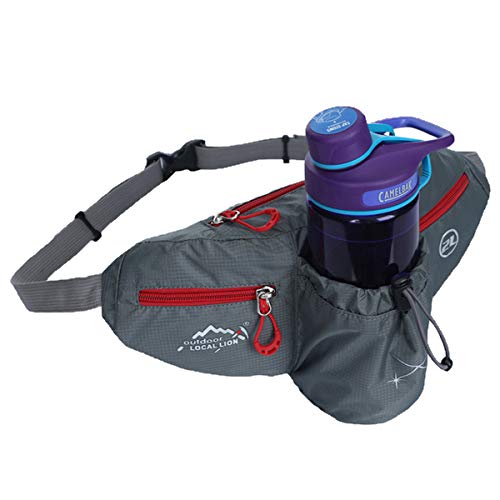 Outdoor locali Lion escursioni marsupio Sports Pack con porta bottiglia per uomo e donna, da corsa e passeggiate con il cane, Uomo, Grey, 100x32x13cm/39.4x12.61x5.12"
