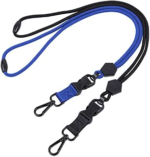 Wisdompro 2 Pack of 23 inch Durable Round Cord Adjustable Lanyard with Safety Breakaway Buckle, Detachable Buckle and Heavy Duty Metal Hook for ID Card Badge Holder and Keys - Black and Blue