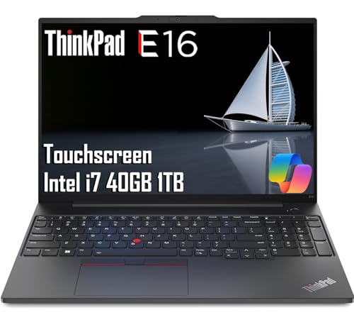 Image of Lenovo ThinkPad E16 Business Laptop (16" FHD+ Touchscreen, Intel 10-Core i7-1355U, 40GB RAM, 1TB SSD), Backlit KB, Fingerprint, 1080P RGB Webcam, Thunderbolt 4, Ethernet, Win 11 Pro w/ AI Copilot