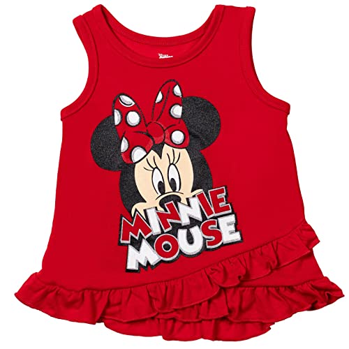 Disney Minnie Mouse Infant Baby Girls Tank Top French Terry Shorts And Scrunchie 3 Piece Outfit Set Polka Dots Red 18 Months #TOP1