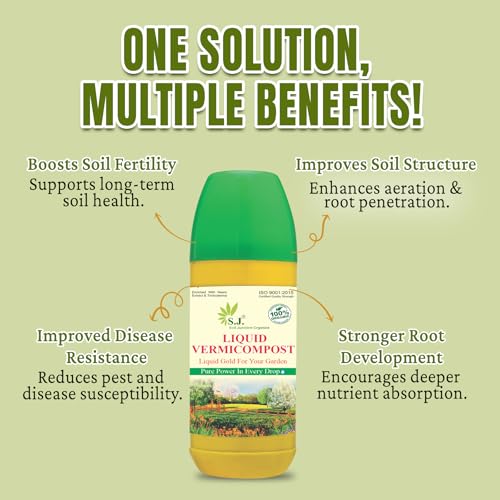 Image of SJ Organics LIQUID Vermicompost For Plants - 900 ML | Equivalent to 10KG Vermicompost | With Measuring Cup | Fertilizers for Plant Home Garden | Enriched Plant Food Fertilisers |