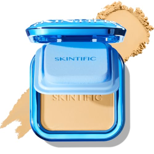Image of SKINTIFIC Ultra Cover Powder Foundation For Oily Skin 02 Ivory | Full coverage matte finish, one-swipe flawless, oil control, long-lasting pore-blurring pressed powder for oily skin.