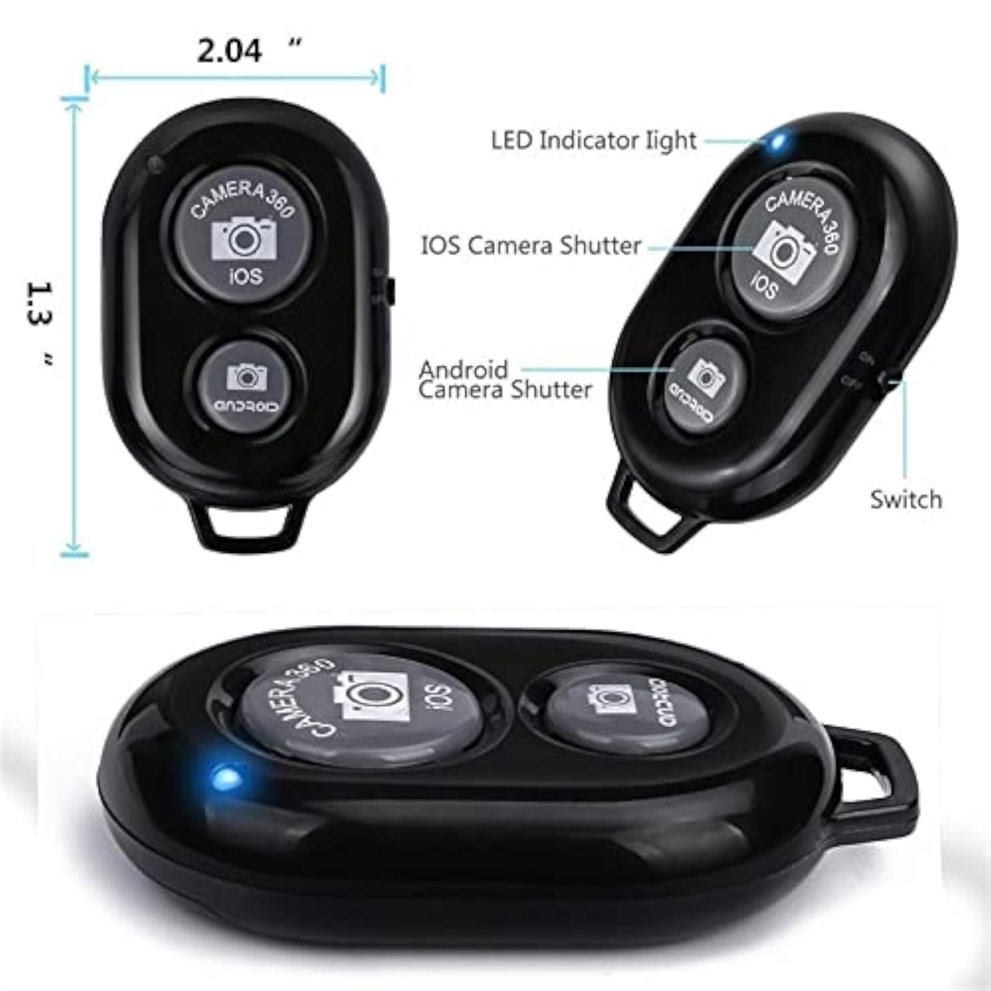 Bluetooth Camera Remote Shutter Button for Selfie Stick