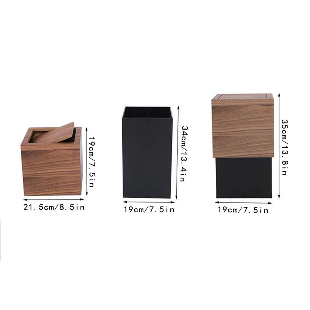 Papelera de madera cuadrada con tapa, papelera de reciclaje de basura de madera de estilo japonés, papelera apilable, papelera de madera, for baño, dormitorio, cocina, oficina, sala de estar, hogar