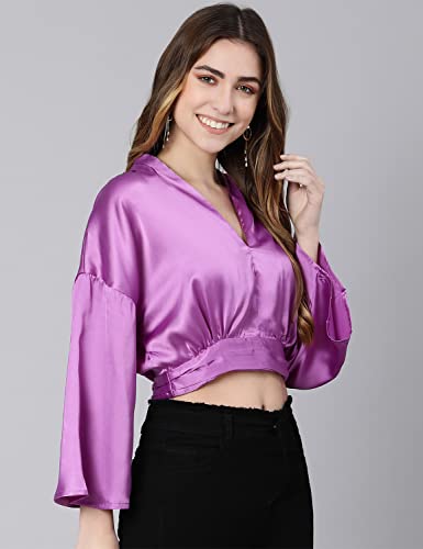 Image of oxolloxo On fire Solid Purple Women Crop top