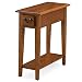 Leick Solid Wood Side End Table with Storage Drawer and Shelf, Small, Narrow, Accent Table, Hand Applied Rustic Oak Finish