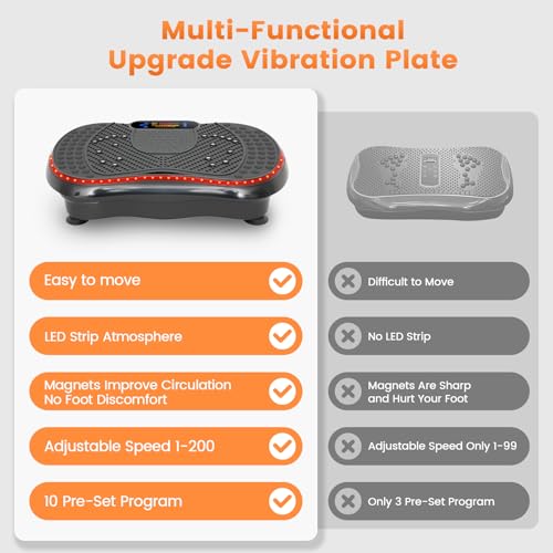 POWERFUEL Large Vibration Plate Exercise Machine for Lymphatic Drainage, 500 Lbs Capacity Vibrating Plate with Light Strip, 200 Levels, Bluetooth Audio, LED Display, Home Workout Equipment — view 5
