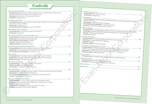 Evan-Moor Skill Sharpeners Reading Workbook, Grade 4, Vocabulary, Comprehension, Phonics, Sequencing, Word Family, Prefixes and Suffixes, Contractions, Context, Recalling Details, Homeschool