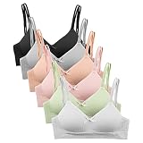 Curi Evis Teens Training Bras for Girls Big Kids Padded Sports Bra Adjustable Straps Cotton Ages 12-