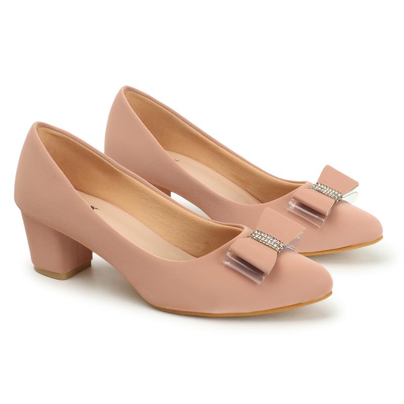 Xnx Footwear Womens Mesh Casual Fashion Heel Bellies Closed Back Fancy Block Heel Solid Comfortable Sole Women Choice (Color:-Peach, Size:-39) (B0CVWSMWW3) Amazon Price History, Amazon Price Tracker