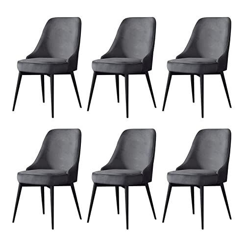 SJIALEN Velvet Dining Chairs Set of 6, for Office Living Room Bedroom Makeup Chair with Black Legs Kitchen Lounge Chairs Kitchen Chair (Color : Grey, Size : Black feet)