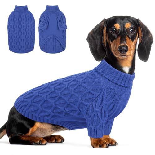Queenmore Hundepulli für Kleine Hunde, Warm & Weich, Hundepullover Winter für Chihuahua, Maltese, Innen und Außen, Blau, S