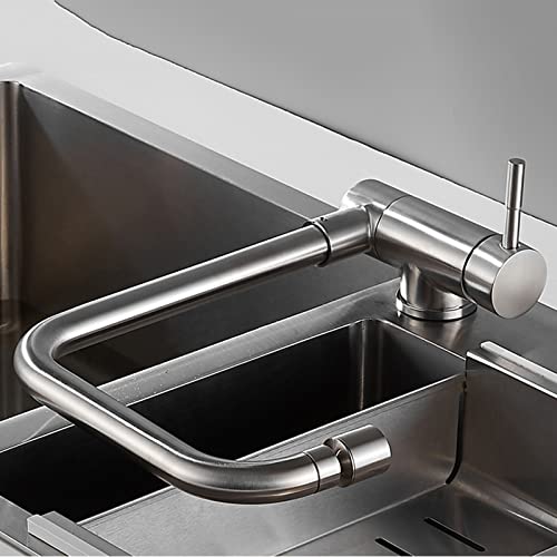 Robinet de cuisine pliant en acier inoxydable noir durable