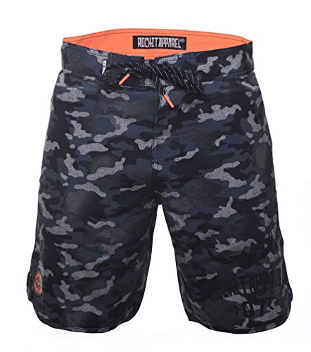 ROCK-IT Apparel Męskie spodenki typu boardshorts, bez podszewki, w kamuflażu, szybkoschnące, z wieloma kieszeniami, szorty surfingowe, strój kąpielowy [rozmiary S-3XL] Szary kamuflaż L
