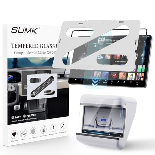 SUMK Tempered Glass Screen Protector for Tesla Model X/S Accessories 2021-2026 [9H & Anti-scratch & HD] - 2pcs
