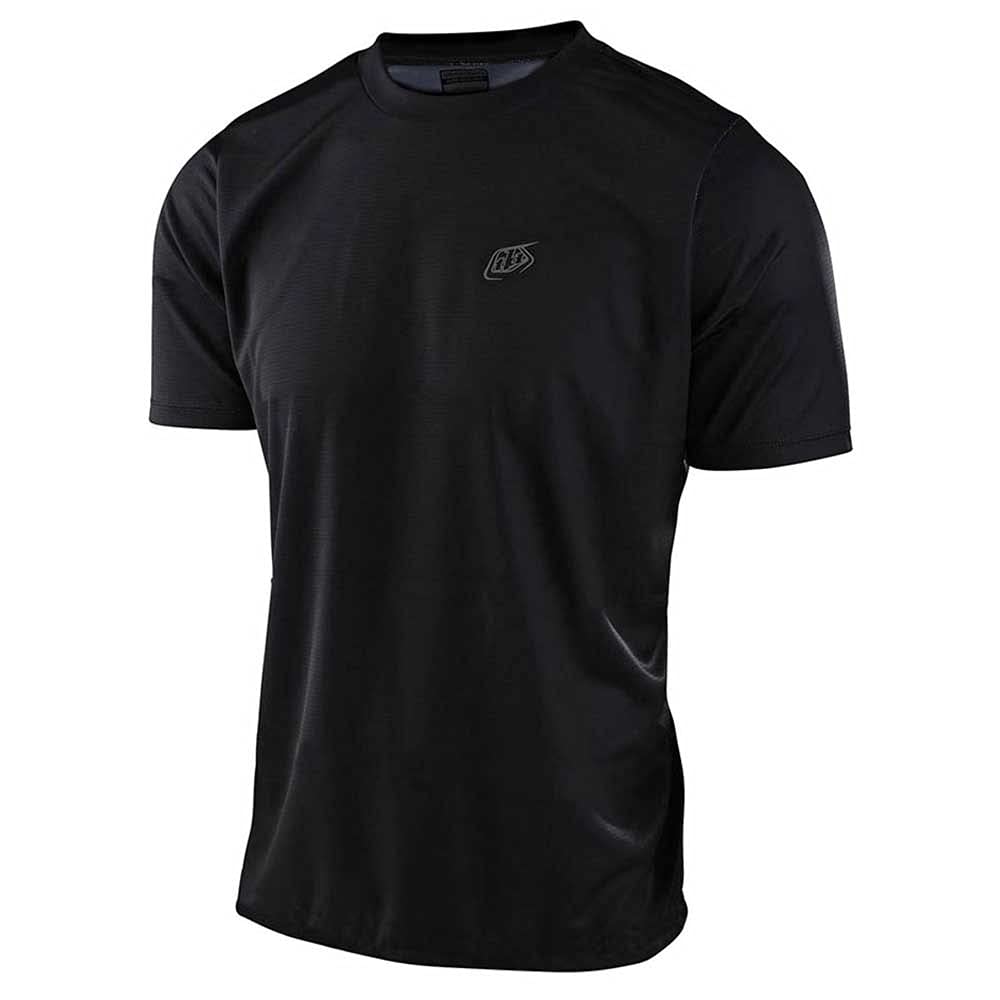 Troy Lee Designs Short Sleeve Flowline Adult Mountain Bike Jersey, Solid Black, X-Large