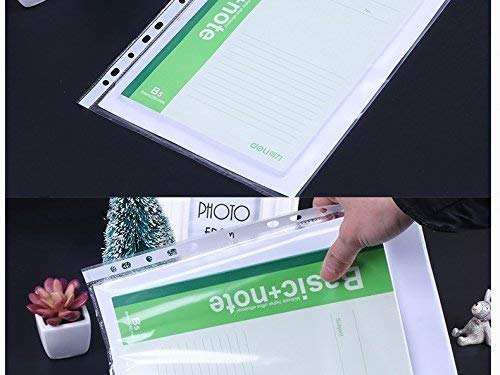 Image of 100 Pcs 100 Micron Transparent Document Sleeves, Leaf Sheet Clear Certificates /Waterproof Sheet Protectors 11 Holes Punched Ring Files Folder (A4 Size) (100 Sheets - 100 Micron)