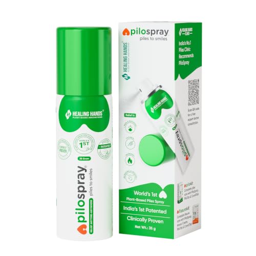 Image of Healing Hands PiloSpray Piles Treatment Spray - 35 gram, Patented Plant Based Hemorrhoids and Fissure Solution, Clinically Proven, Herbal & Natural Care