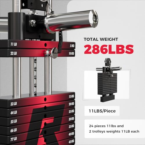 Image of RitFit M1 Pro Smith Machine Package, All-in-One Power Cage with Weight Stack Set, Includes LAT Pulldown & Cable Crossover System for Home Gym