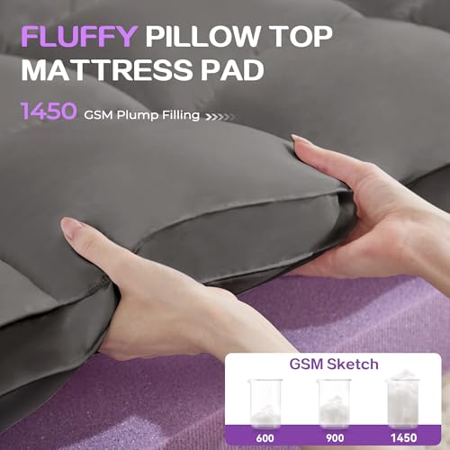 SINWEEK Dual Layer 5 Inch Memory Foam Mattress Topper Queen Size, 2 Inch Gel Memory Foam Plus 3 Inch 1450 GSM Down Alternative Quilted Pillow Top Mattress Pad Cover, Dark Gray by SINWEEK - Image 6