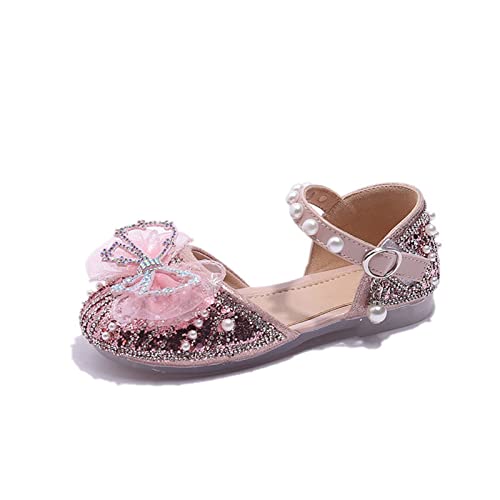 Toddler Baby Girl Shoes Breathable Shoes Bow Pearl Sandals Baby Girl Soft Shoe Cover Sandals for Toddler Size 4 Sandals (Pink, 7 Infant)