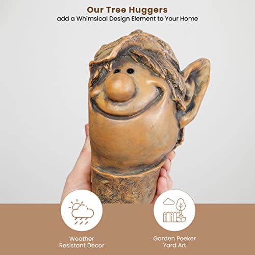 Bits And Pieces - Elf Tree Hugger - Yard Decorations - Whimsical Tree Sculpture - Garden Decoration - Garden Peeker Yard Art #TOP5
