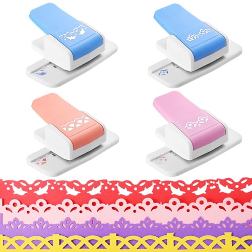 4pcs Border Punches, Border Edge Craft Floral Pattern Punches, Border Punches for Paper Crafts, Scroll Punch for Scrapbooks, Wedding Cards, Greeting Cards, Decoration and DIY Arts