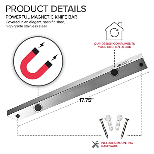 18 Inch Stainless Steel Magnetic Knife Bar - Use As Knife Holder, Knife Rack, Knife Strip, Kitchen Utensil Holder And Tool Holder Modern Innovations #TOP1