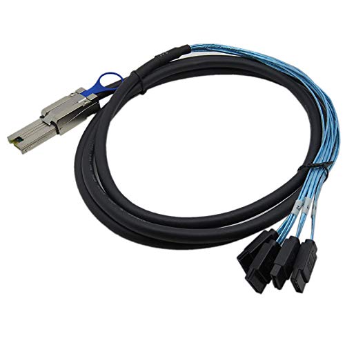 Cabledeconn Mini Sas 26P Sff 8088 Male To 4 Sata 4Pin Female 2M 6.6Ft Cable With Latch,Mini Sas Host/Controller To 4 Sata Target/Backplane #TOP2