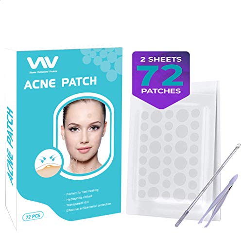 Acne Pimple Patch Healing Spot Patches, Hydrocolloid Acne Stickers Absorbing Spot Dot Acne Cover - Acne Dots Pimple Sticker Acne Pimple Master Patch Blemish Patches Acne Treatment, Set of 72pcs