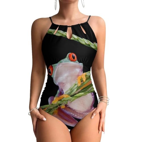 Monokini gainant femme grenouille arboricole maillot de bain 1 pièce contrôle ventre efficace