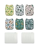 ALVABABY Cloth Diapers Girls Reuseable Washable Pocket One Size 6PCS + 12 Inserts 6DM15