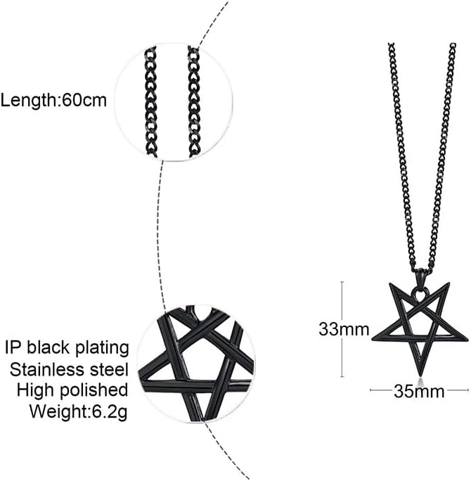 925 Sterling Silver Upside Down Pentacle Satanic Pentagram Necklace For Men - Church Of Satan Pentacle Necklace Satanic Necklace For Women - Pentagram Pendant Necklace Satanism Jewelry - Image 6