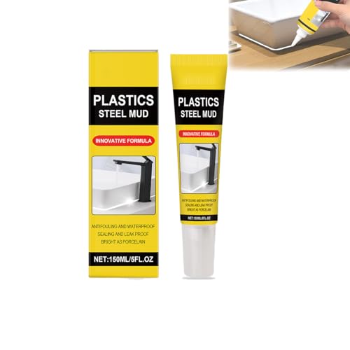 Mastic blanc imperméable multifonction avec grattoir, mastic silicone, mastic blanc pour fenêtres, toilettes, éviers, salles de bains et cuisines (1Pcs)