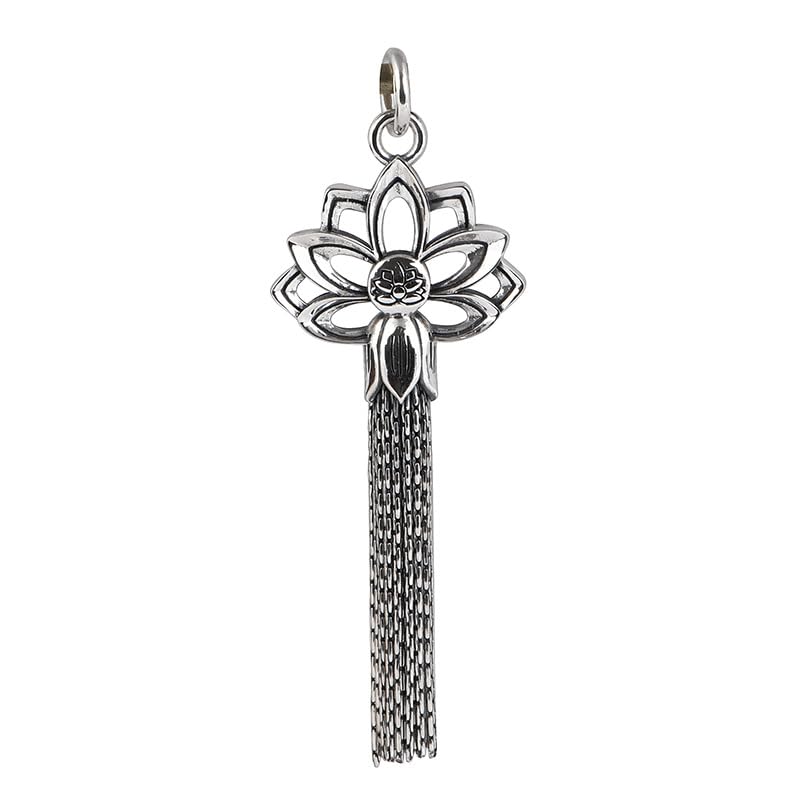 Chaîne de pull vintage en argent 925 pendentif fleur anti ternissement
