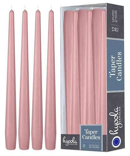 Bougies coniques hautes anti-coulure 350 mm sans fumée rose mauve Hyoola longue durée