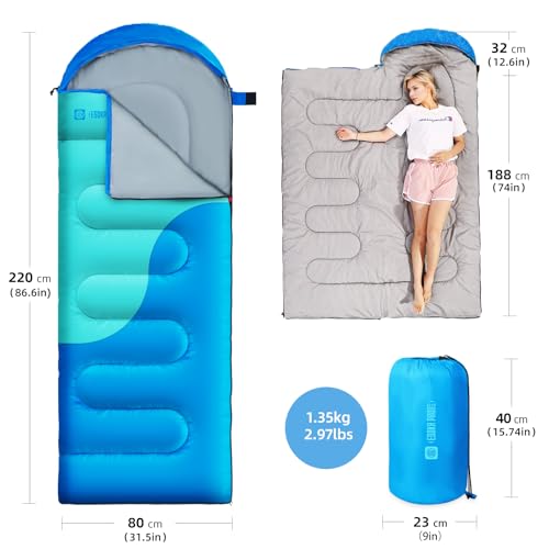 Sleeping Bags for Adults&Kids, Lightweight Waterproof Warm Weather Sleeping Bag, Compact Portable Sleeping Bag for Camping miniatura 2