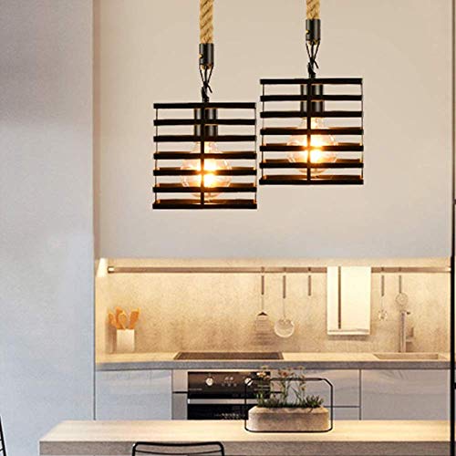 Lustre à une tête noir rétro de style loft américain 16x16x16cm pour salon et restaurant