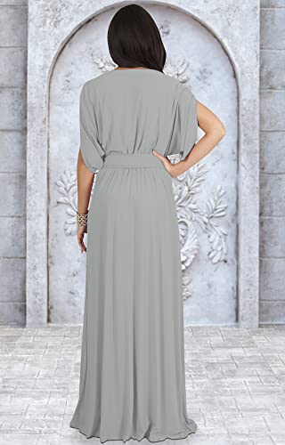 Image of KOH KOH Womens Long Semi-Formal Short Sleeve V-Neck Floor Length Maxi Dress Gown