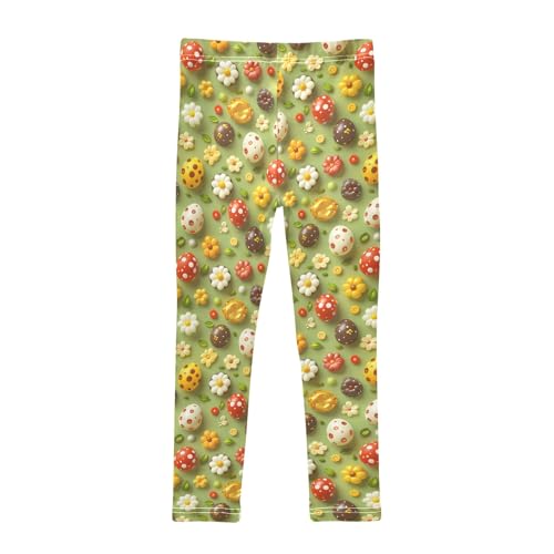 Watercolor Yellow Flower Egg Girls Leggings Athletic Pants Tights Stretch Bottom2