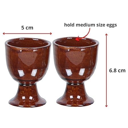Image of Qimacplus Elevate Your Breakfast Experience Soft Boiled Egg Holder Set Stylish Ceramic Egg Cups Perfect Housewarming Gift Set of 2 (Brown)