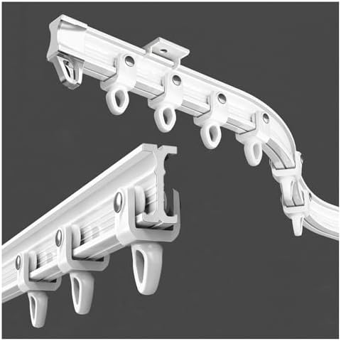 Adjustable Bendable Curtain Track, Silent Flexible Rail for Curved Windows, Ceiling/Wall Mount for Living Room, Bedroom, Patio, Sliding Doors (9.84ft)