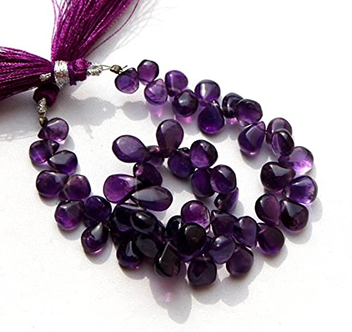 Améthyste d'Afrique naturelle en perles poires lisses LKBEADS de 8 pouces