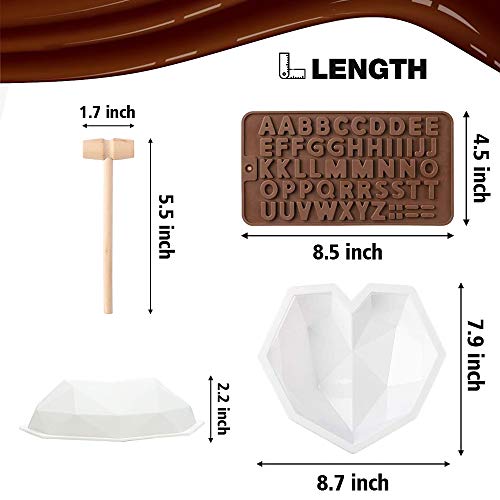image for Oscenlife Diamond Heart Shaped Mousse Cake Mold Trays, 8.7 inch Silico