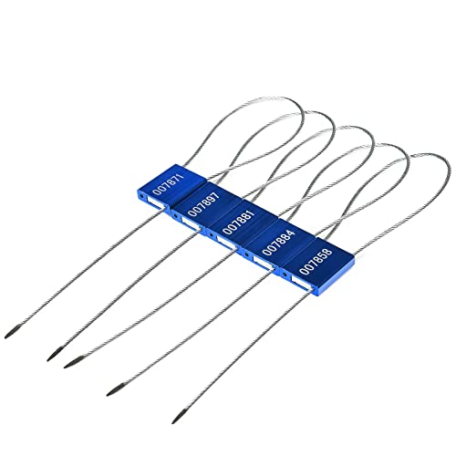 Sello de cable de alta seguridad, bloqueo a prueba de manipulaciones para contenedores de carga y remolques, alambre de acero autoblocante, número de serie único, paquete de 100