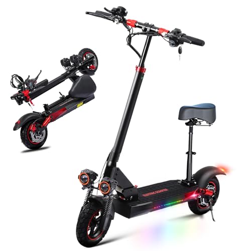 Image of Electric Scooter Adults with Seat 1600W /1200W - 30-37 Miles & 28 /31 /34MPH Fast E-Scooter,Dual Brake Full Suspension,All-Terrain Offroad Electric Scooters Foldable for Commuting
