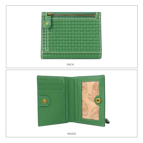 Anna by Anuschka Heritage Collection Women's Genuine Leather Mini Two-Fold Wallet - Basket Embossed Caladium Green3