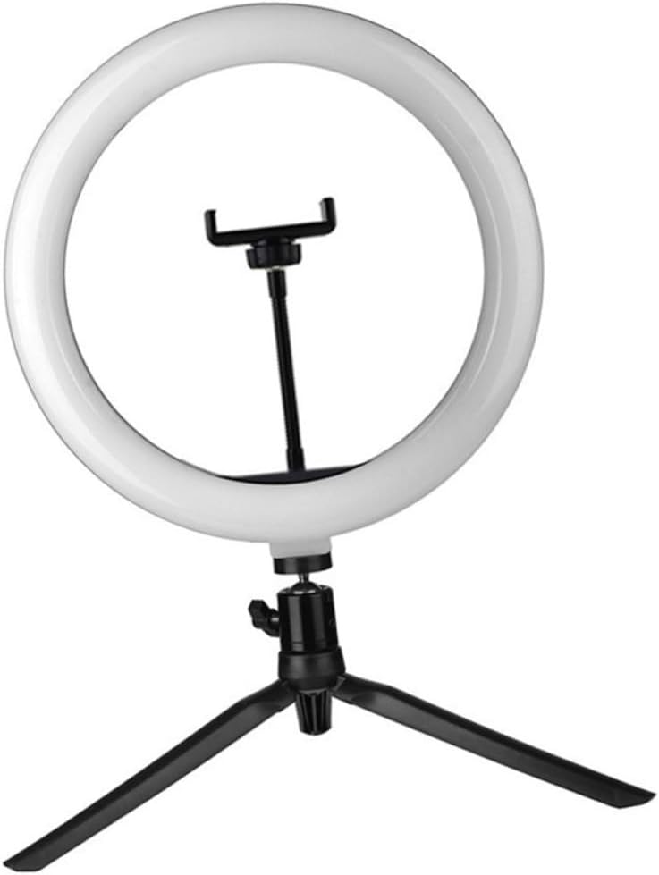 Veemoon Fill Light Phone Stand with Remote 10-inch Adjustable Color Temperature Makeup Light Tripod Holder for Live Streaming and Selfie Photography, Black