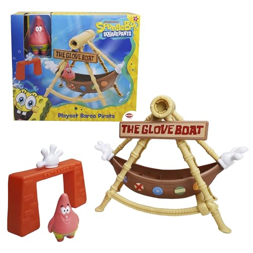 Bizak Bob Esponja Atracción Barco Pirata The Glove Boat, playset con Figura Oficial de Patricio y Accesorios, Juguete Fondo de Bikini +3 años (64566255)