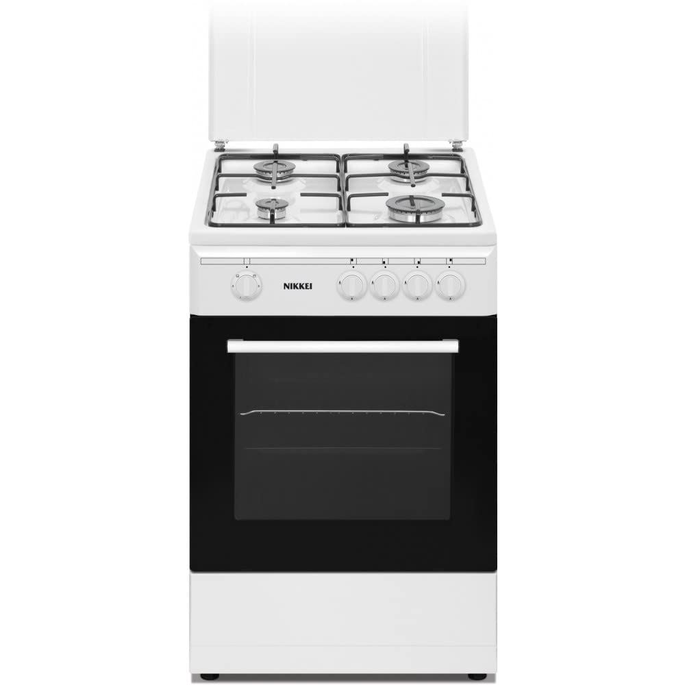 Nikkei SN554WG - Cucina a gas con forno a gas, 50x50 cm, colore Bianco